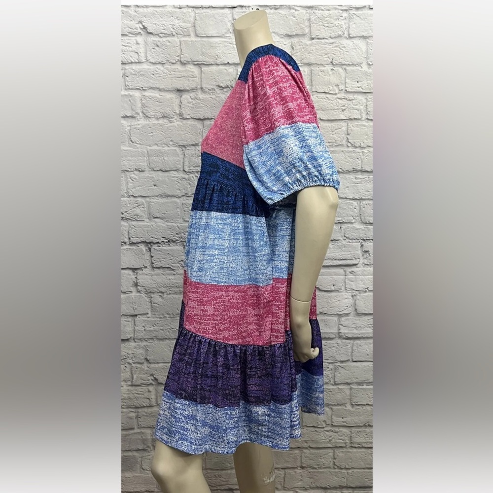 *HOST PICK* LILY BY FIRMIANA MULTI COLOR STRIPED SHORT SLEEVE DRESS SIZE 3XL - Picture 3 of 5